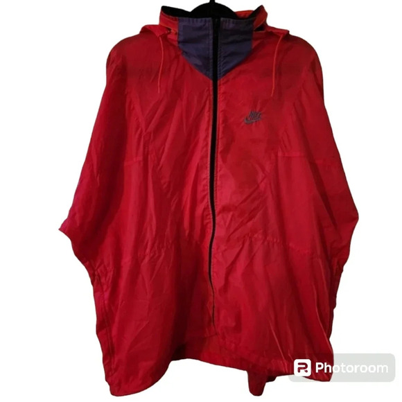 Retro Nike Windbreaker Jacket Red Black Full Zip Vintage 90s Tracksuit Style - Picture 4 of 10